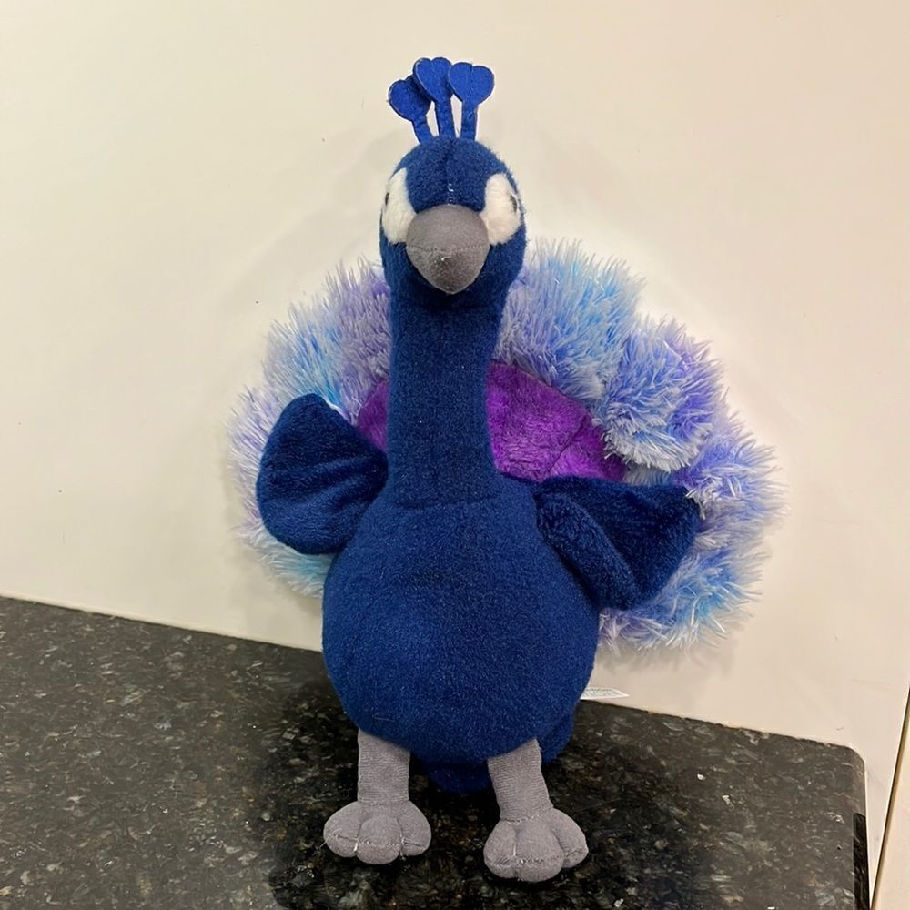 Destination Nation Aurora World 12" Peacock Plush Blue Purple Fluffy Tai…